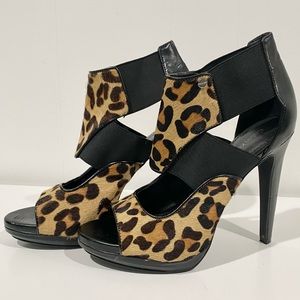 Calvin Klein Leopard Print Strappy Open Toe Heel